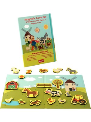 Ala Store Rossie 48407 Ahşap Mıknatıslı Çiftlik Oyun Seti Mıknatıslı Oyun Alanı, Çok Renkli
