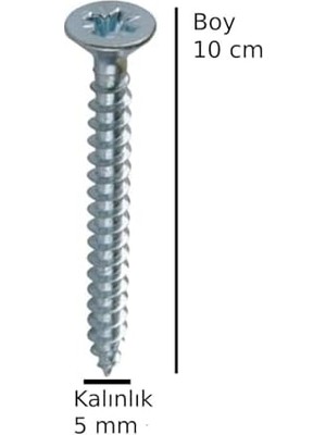 Ala Store Sunta Ahşap Ağaç Tahta Vidası Yıldız Uçlu Vida 6 Adet Boy 10 cm Kalınlık 5 mm