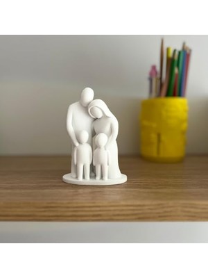 Ala Store Aile Figürlü Dekoratif Masa Heykeli, Sevgi Temalı, 10X7 Cm, ve Babalar Günü Hediyesi