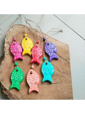 Ala Store Dekoratif Balık Figürlü Duvar Süsü, 7 Parça, Renkli El Boyaması, Bahçe ve Balkon Süsleme 6 cm