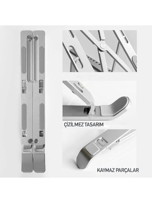 Ala Store Taşınabilir Metal Laptop Standı, Kaymaz, Tüm Laptoplarla Uyumlu, Katlanabilir Dizüstü Bilgisayar Tutucu