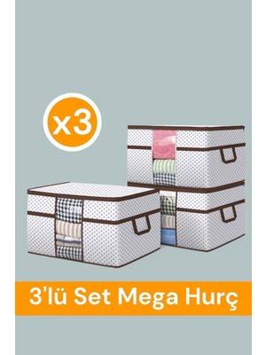 Ala Store 3 Adet Boy Pencereli Giysi Yorgan Yastık Hurcu Saklama Çantası 70X40X40 cm