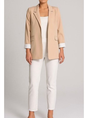 Tomris Giyim Kolları Kıvrık Regular Dokuma Blazer Ceket