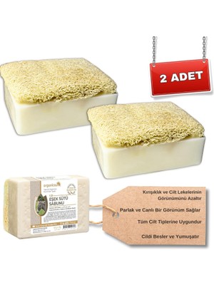 Ala Store Doğal Kabak Lifli Eşek Sütü Sabunu 120 gr x 2 Adet Tüm Cilt Tipleri Için Kırışıklık ve Yaşlanma Karşıtı B ve E Vitaminli