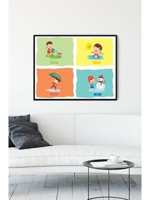Ala Store (PSTER12234) Mevsimler Eğitim Çerçeveli Tablo (21X30CM)