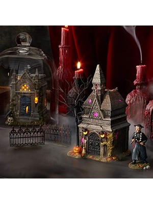 Ala Store Department 56 Köy Koleksiyonları Için Bayramı Aksesuarları Ürkütücü Minyatür Çit Heykelcik Seti, 5,5 Cm, Siyah