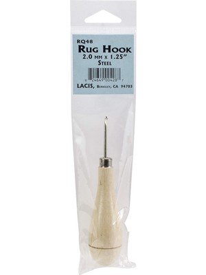 Ala Store Lacis RQ48-2 Primitive Halı Kancası, Ahşap Saplı, Çelik, 2 mm x 1,25 mm
