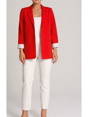 Tomris Giyim Kolları Kıvrık Regular Dokuma Blazer Ceket