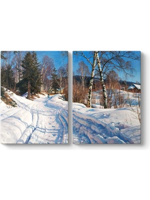 Ala Store Peder Mork Monsted - Sunlit Landscape Tablosu 83 x 55-2 Parçalı