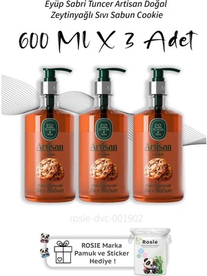Ala Store Artisan Doğal Zeytinyağlı Sıvı Sabun Cookie 600 ml X3