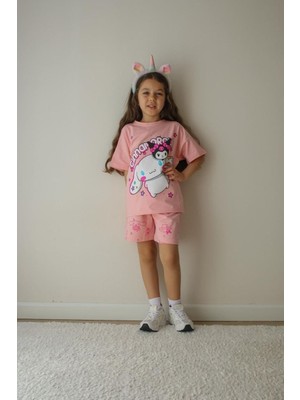 Cg Kids Kuromi ve Cinnamoroll Tshirt&şort Kız Çocuk Alt Üst Süper Tarz Takım