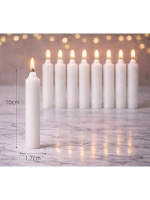 Ala Store 10’lu Beyaz Dilek Mumu Seti, Kaliteli ve Pürüzsüz Dış Yapılı, Içten Yanan Fitilli, Silindir Blok Tasarımlı, Dekoratif ve Ritüel Kullanımına Uygun Mumlar