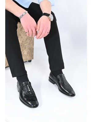 Bestello Bağcıksız Kösele Taban Hakiki Piton Deri Klasik Ayakkabı 333-28705 Erkek Ayakkabı