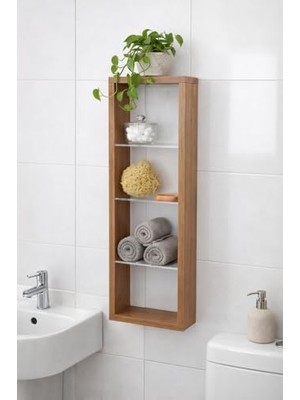 Ala Store Modern Pleksi Duvar Rafı Organizer – Demonte Mdf Duvara Monte Dekoratif Raf, Mutfak Banyo Salon Için Şeffaf Raflı Minimalist Duvar Rafı 20X60 cm