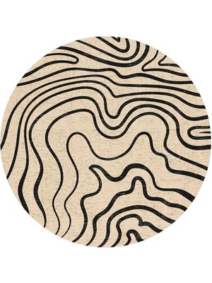 Ala Store Hensa Kadife Kaymaz Pamuk Tabanlı Yıkanabilir Antibakteriyel Yuvarlak Salon Halısı 120X120