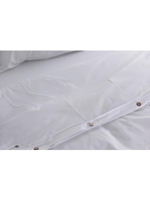 Ala Store Sleeptown Celia Pamuk Yıkanabilir Mevsimlik Otel Nevresimi Çift Kişilik Nevresim 200X220 Beyaz