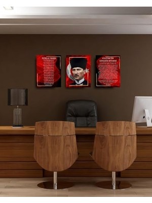 Ala Store Atatürk Köşesi 3'lü Anlamlı Mdf Tablo Seti