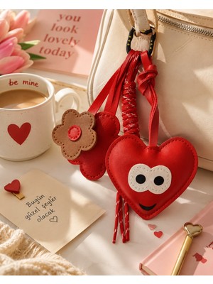 Biton Toptan Sevimli Kalp & Çiçek Charm  Çanta Aksesuarı – Kawaii Kore Tarzı Deri Kırmızı Bag Charm