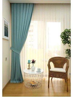Ala Store Taç Mint Düz Renk Pileli Soft Fon Perde 1/2 Seyrek Pile Tek Kanat EVDEPOSFTMINTSYRK001, Mint, 50 x 240