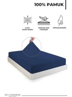 Ala Store Lastikli & Hipoalerjenik Çarşaf |%100 Pamuk Çarşaf Penye Kumaş | Tek-Çift Kişilik-Battal Boy Çarşaf -LACIVERT-200X200, Luxcarsaf