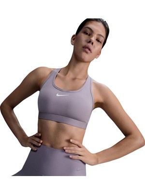 Nike Swoosh Dri Fit Orta Destekli Sabit Pedli Kadın Sporcu Sütyeni | DX6821