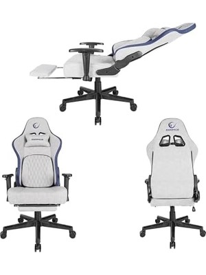 Ala Store MC-8663B Typhoon Oyuncu Koltuğu Gri Mavi, Terletmez Kumaş, Yatabilen Sırt, Yükseklik Ayarlı Kol Desteği, Ergonomik Gaming Chair, 120-139 kg Taşıma Kapasitesi, 2 Yıl Garanti Dayanıklı