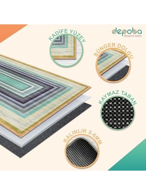 Ala Store Nedav Kadife Kaymaz Pamuk Tabanlı Yıkanabilir Antibakteriyel Salon Halısı 120X180
