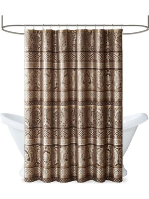 Ala Store Bellagio Boz Kahverengi Duş Perdesi, Banyo Için Geçişli Duş Perdeleri, 72 x 72, Bej