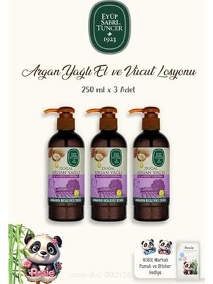 Ala Store 3 Adet Vücut Losyonu Argan 250 ml ve 60'LI%100 Pamuk Rosıe