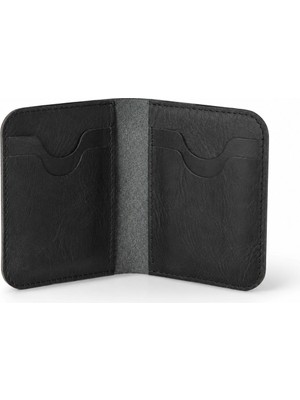 Oh Deer Leather Hakiki Deri Cüzdan – 2x2 Kart Bölmeli Minimal Tasarım - Siyah