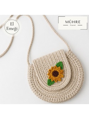 Mühre Pamuk Makrome Yuvarlak Şirin Çapraz Çanta Omuz Çantası El Emeği Amigurumi Kız Çocuk Çantası Hediyelik