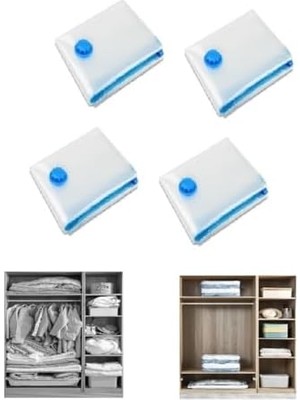 Ala Store Tarix Vakumlu Hurç, Şeffaf Pvc, 4 Parça, Dolap Düzenleyici Elbise Saklama Poşeti, Vakumlu Sıkıştırma,%80 Yer Tasarrufu