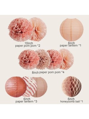 Ala Store Parti Süslemeleri, 11 Parça Kağıt Ponpon, Kağıt Fener, Petek Top, Kağıt Daire Zincirler, Düğün, Bebek Partisi ve Doğum Günü Için Asılı Parti Malzemeleri Seti (Altın)
