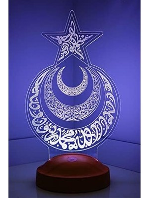Ala Store 3 Boyutlu 3D Görünümlü Ayyıldız ve Hilal LED Lamba