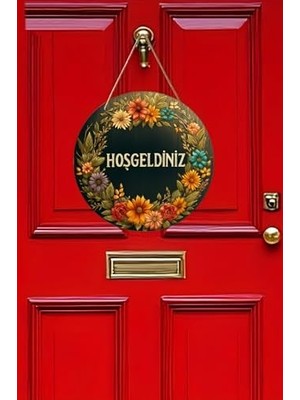 Ala Store Hoş Geldiniz Uv Baskı 3D Görünümlü Mdf Kapı Süsü | Askılı Silinebilir Dekoratif KS015,KS015 20 x