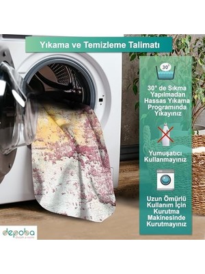Ala Store Sally Kadife Kaymaz Pamuk Tabanlı Yıkanabilir Antibakteriyel Salon Halısı 140X200