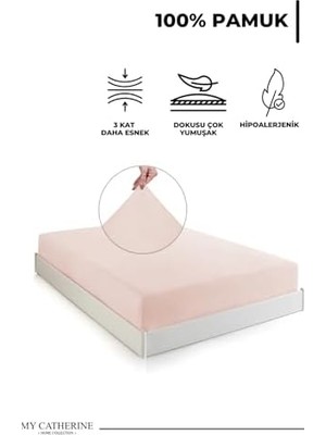 Ala Store Lastikli & Hipoalerjenik ÇARŞAF%100 Pamuk Penye Kumaş Somon 160X200, Luxcarsaf