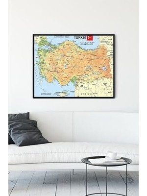Ala Store (PSTER13734) Türkiye Haritası Eğitim Çerçeveli Tablo 4 (21X30CM)