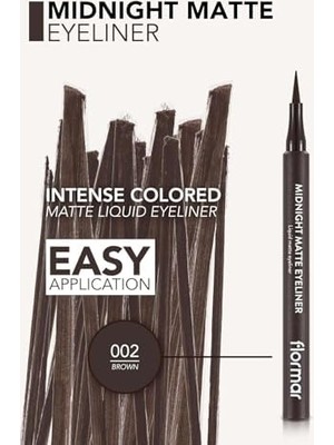 Ala Store Midnight Ekstra Mat Bitişli Yoğun Siyah Esnek Keçe Uçlu Kalem Eyeliner No. 002 - Brown - 8690604641659