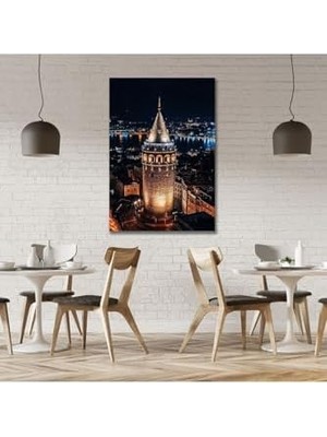 Ala Store Tekli Dikey Kanvas Duvar Tablosu Istanbul Işıklı Galata Kulesi 60 x 90 GARTNM7151