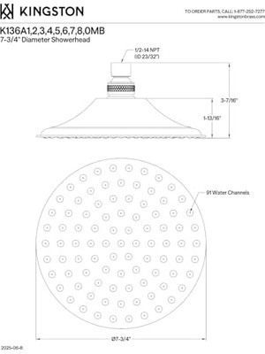 Ala Store K136A0MB Victorian Duş Başlığı, Mat Siyah, 7,75 x 7,75 x 3,25