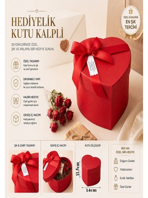 ArtMaster Hediye Kutusu Orta Boy Kırmızı Kalpli 1 Paket K-8634 Boş Hediye Kutusu Sevgiliye Özel Kurdelalı Kutu Karton Kutu Hatıra