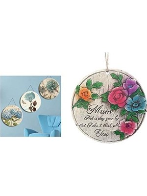 Ala Store 2 Adet Balkon ve Bahçe Süsü Gelincikli,anne Temalı Yuvarlak 15X15X1,1CM Duvar Süsü,taşı Balkon,bahçe ve Oda Dekor Hoşgeldiniz Tablo,tabela