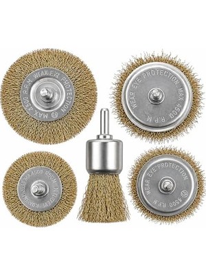 Ala Store 5 Parça Matkap Tel Fırça Seti, Pirinç Tel Fırça Uçları, Pas Temizleme, Metal Yüzey Temizleme, 4500 Rpm Dayanıklı, Matkap ve Havalı Alet Uyumlu