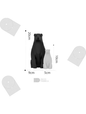 Ala Store Modern Ikili Anne Yavru Ayı Biblo Seti – Siyah Beyaz Minimalist Dekoratif Heykel | Çocuk Odası & Ev Için Anlamlı Hediye