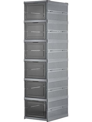 Ala Store 6 Katlı Katlanabilir Organizer, Çok Amaçlı, Taşınabilir Portatif, 25.5 x 34.5 x 105 cm (Antrasit)