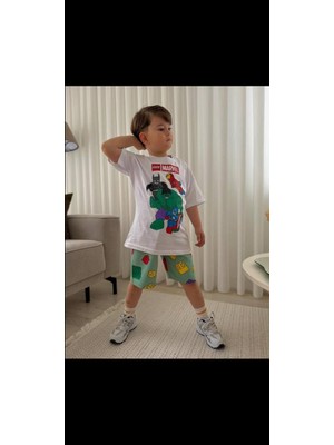Cg Kids LEGO Marvel Erkek Çocuk Tshirt ve Şortlu Alt Üst Takım Süper Kalite Şort Baskı Detay