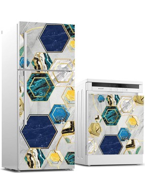 Ala Store Buzdolabı ve Bulaşık Makinası Beyaz Eşya Kaplama 3D Mermer Altıgen