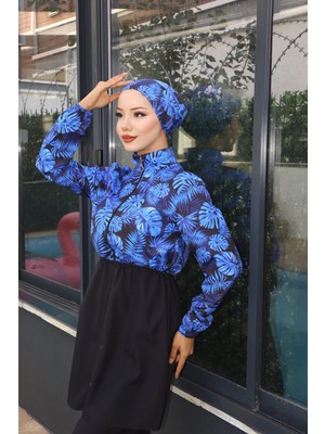 Trendlina Doğa Beli Ayarlanabilir Lastikli Su Itici Kumaştan 3lü Tam Kapalı Tesettür Mayo