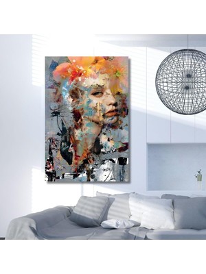 Ala Store Tekli Dikey Kanvas Poliklinik Tablosu Parçalı Kadın Silüeti, 40 x 60